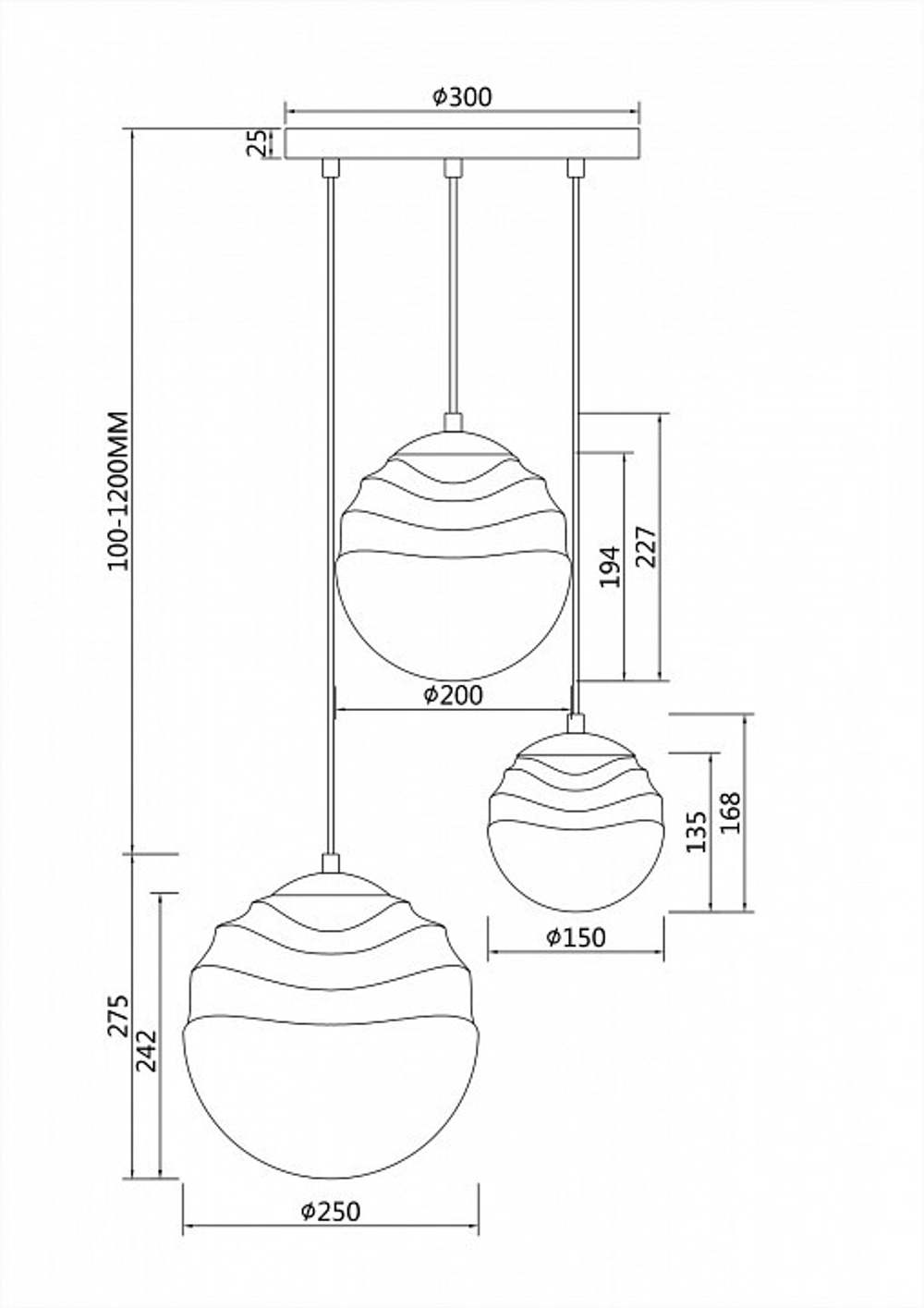 Подвесной светильник Maytoni Vinare P074PL-03BS