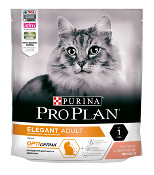 Purina Pro Plan Elegant Сухой корм для кошек для шерсти c лососем, 400 г