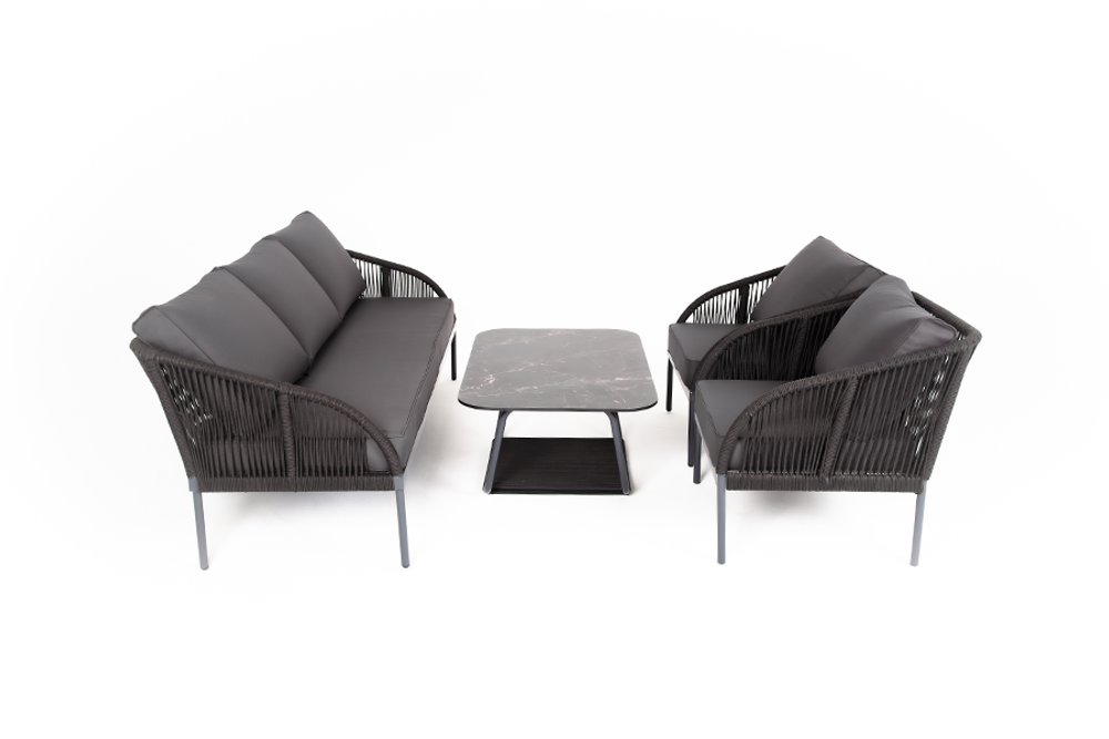 "Канны" лаунж-зона 5-местная плетеная из роупа (веревки), цвет темно-серый