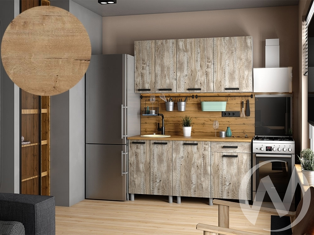 Кухня Элиана 1.6м (корпус белый/дуб юкон) 38мм дуб бунратти