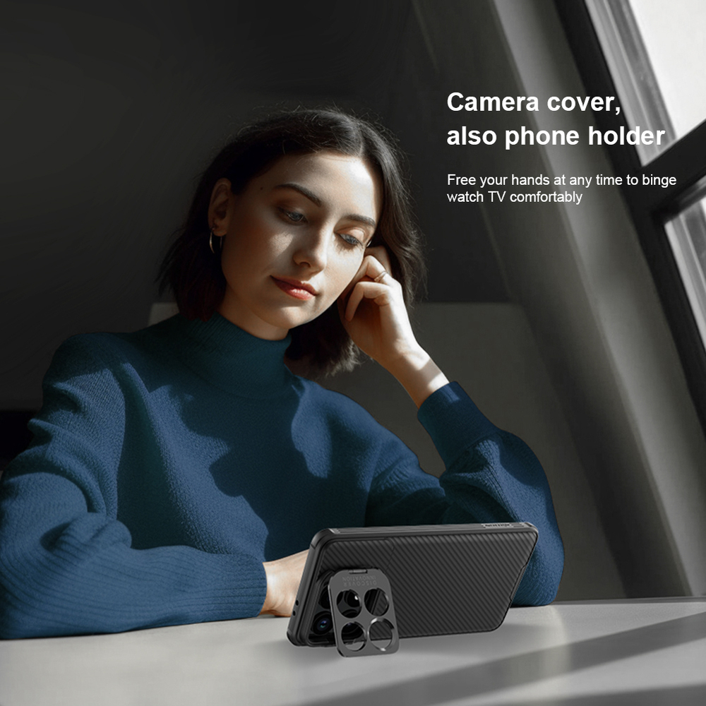 Чехол от Nillkin с металлической откидной крышкой для камеры на Xiaomi Poco F6 Pro, серия CamShield Prop Case (версия Camera-visible)