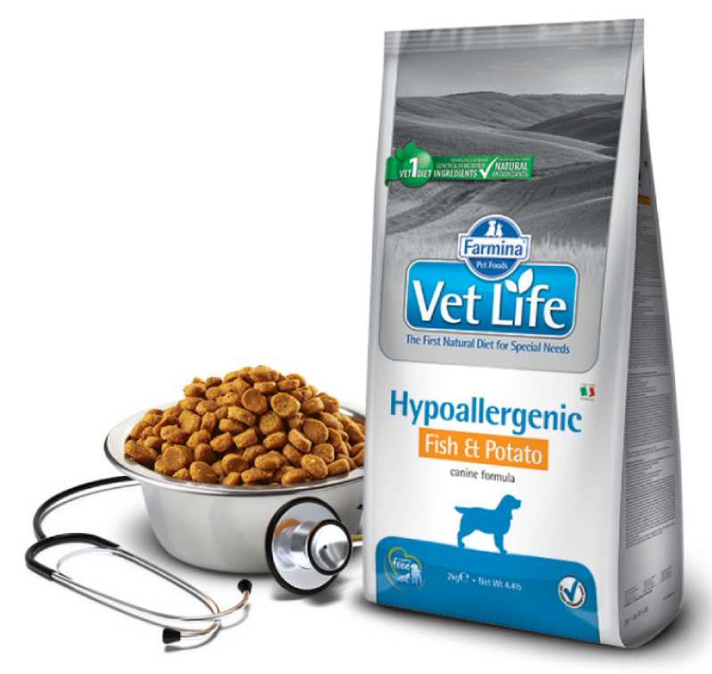 Сухой корм FARMINA Vet Life Hypoallergenic для взрослых собак всех пород при пищевой аллергии c рыбой и картофелем - 12 кг