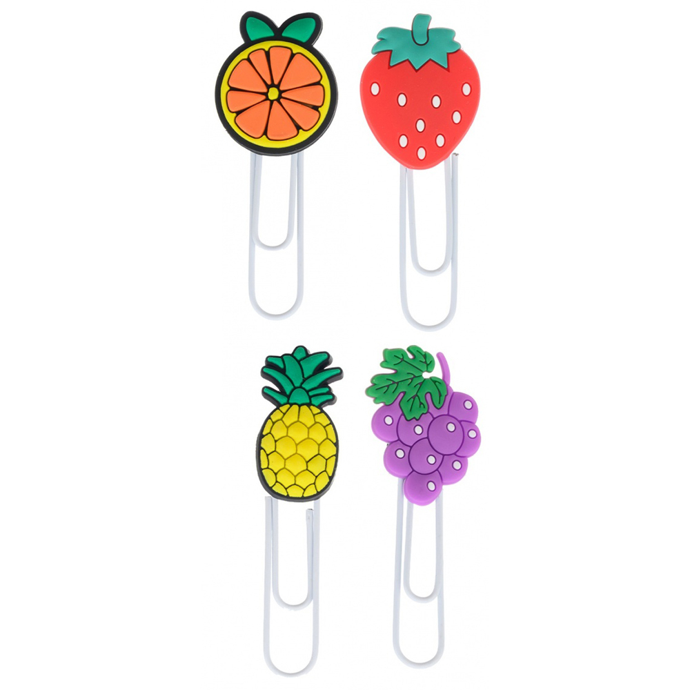 Закладки-скрепки Basir, серия "Фрукты", 4 цвета ассорти