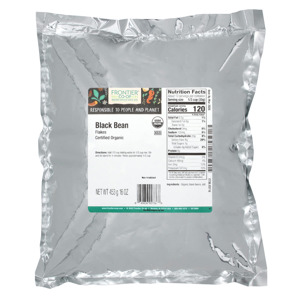 Frontier Co-op, Органические хлопья черной фасоли, 453 г (16 унций)