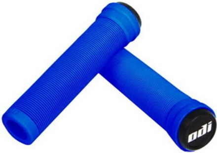 Грипсы ODI Soft Longneck F01SLBU ярко-синие, с пластиковыми грипстопами, БЕЗ ФЛАНЦЕВ, 135мм.