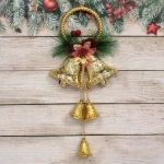 Украшение подвесное «Колокольчик с хвойной веточкой» 15*30 см, золото