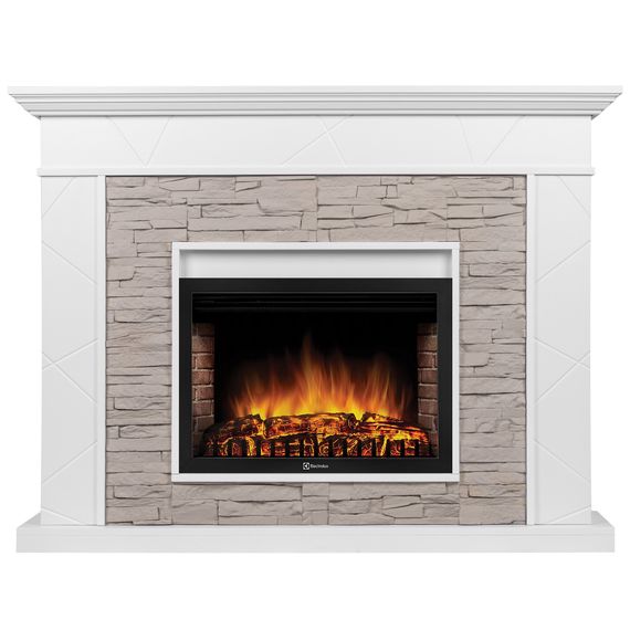 Каминокомплект: Очаг Electrolux EFP/P-2520LS N, портал Miami 25 белый, серый — (1)