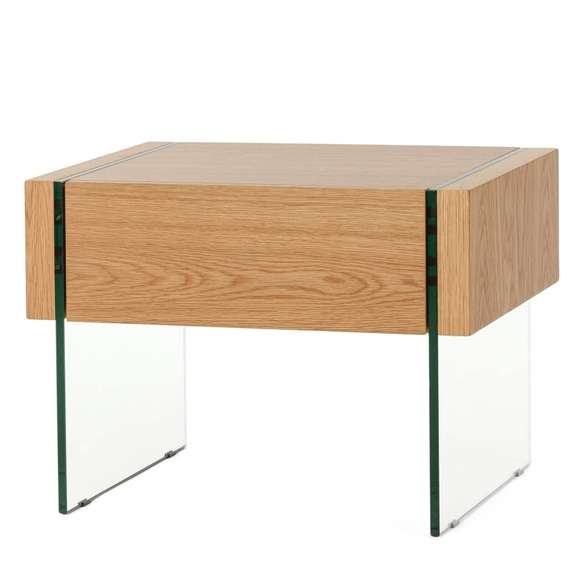 Прикроватная тумба Somerset 58x40 см, шпон дуба, стеклянные ножки