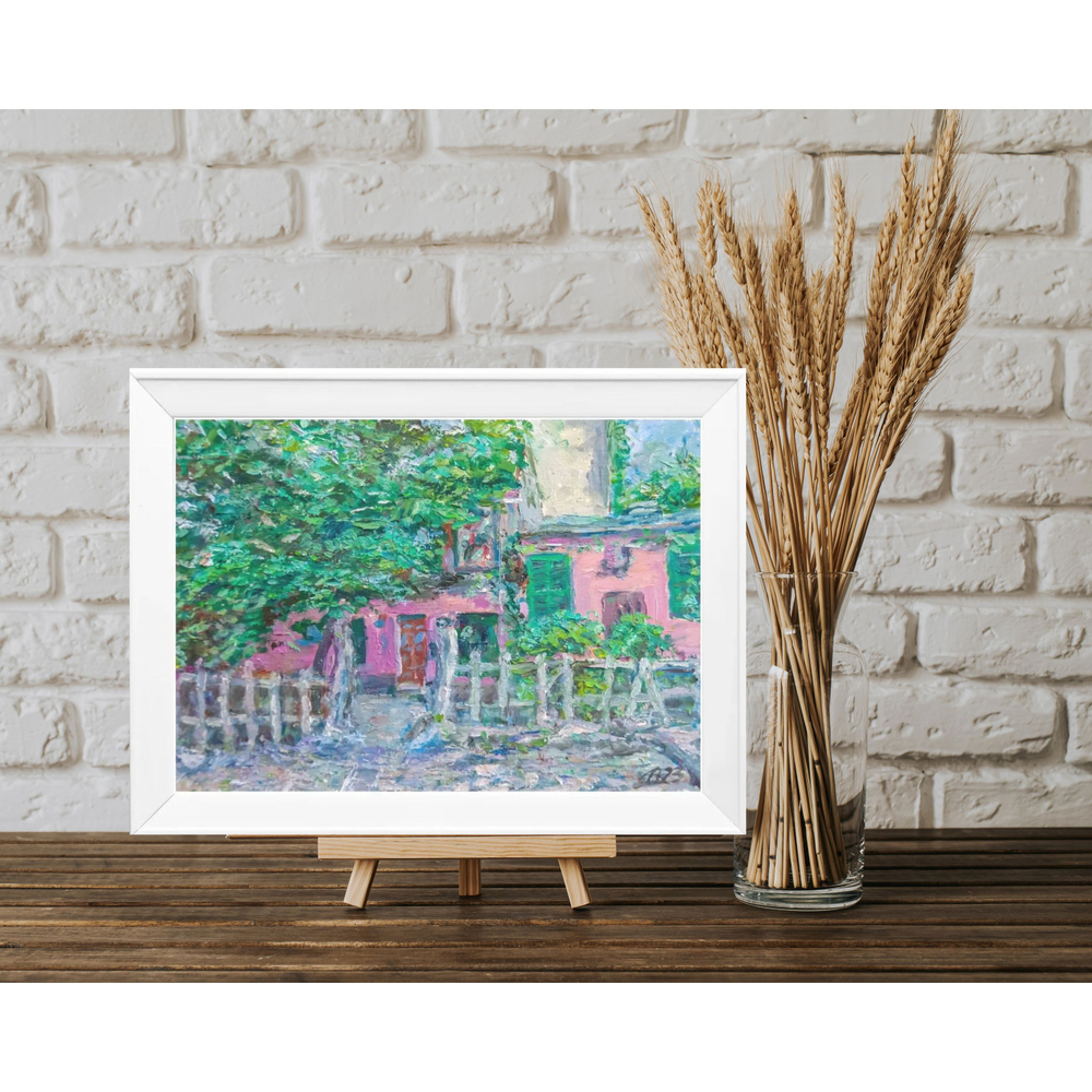 Картина авторская маслом на бумаге в раме 25х34 см на стену для интерьера "Кабаре Проворный кролик"