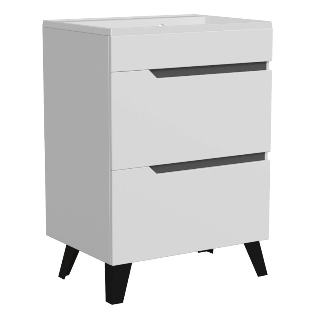 Тумба с раковиной ОРИОН-60 2 ящика белый/графит