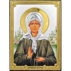 Святая Матрона Московская. Икона в серебряном окладе.