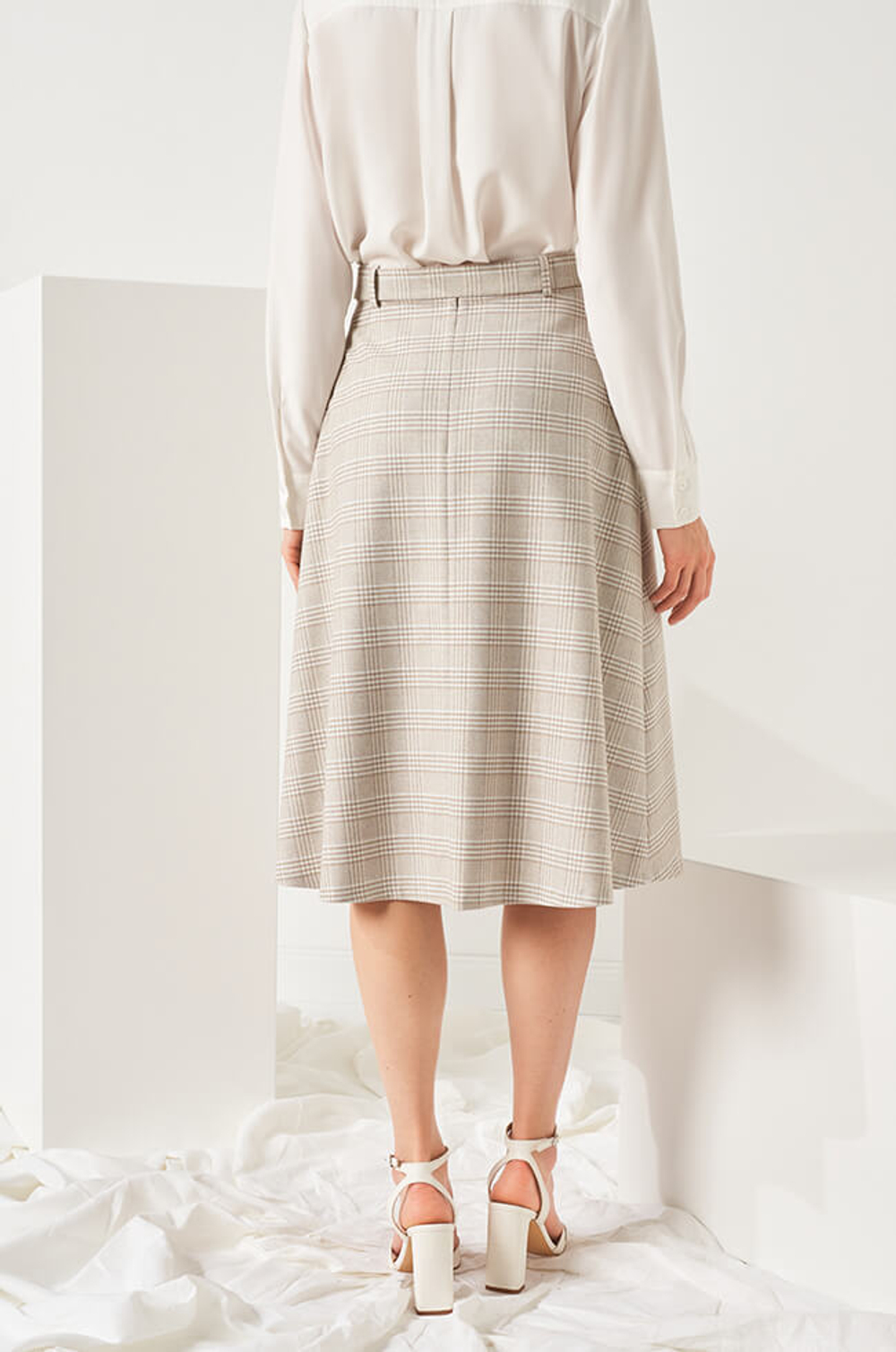 4804 Юбка женская (пепельно-бежевый клетка)