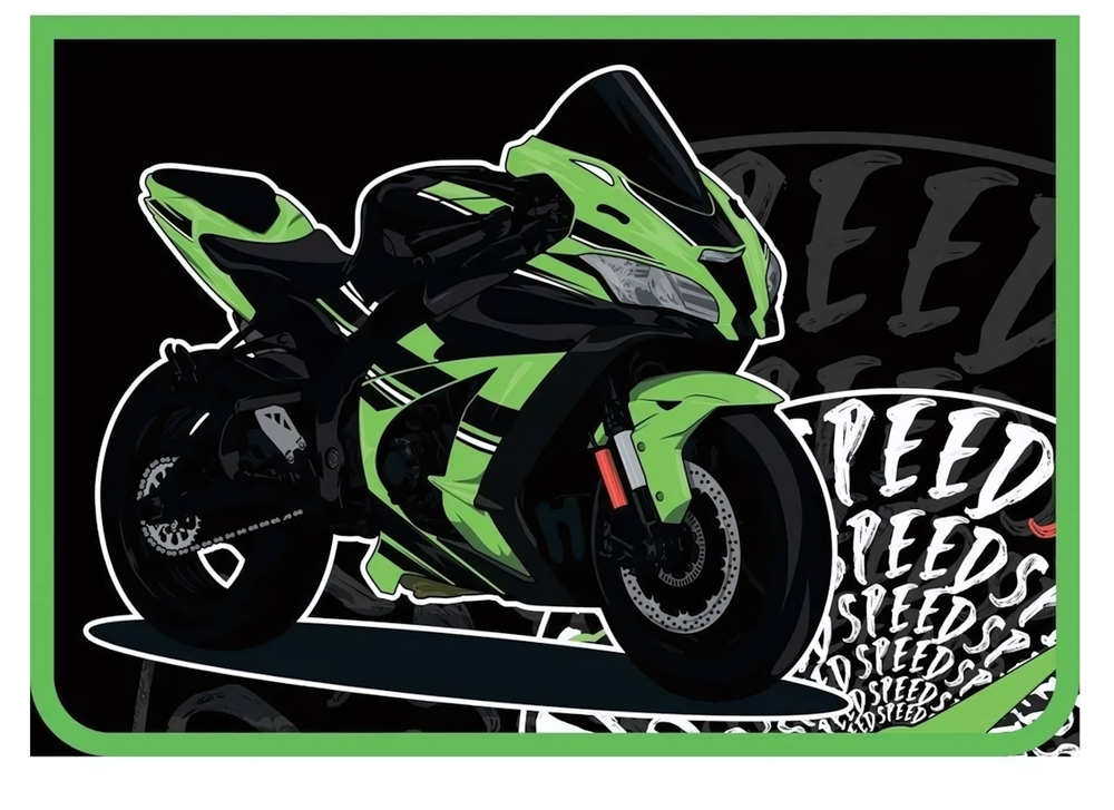 Папка д/труда А4 молния сверху, пластик, 325/230/100 "Green bike 2024" (Пчелка)