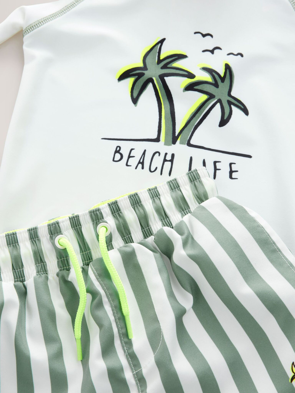 Костюм плавательный раздельный для мальчика Next AA2-465, Белый, Зеленый