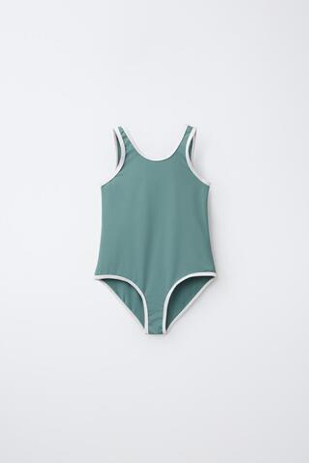 ZARA КУПАЛЬНИК С КОНТРАСТНОЙ ОТДЕЛКОЙ, ЗЕЛЕНОВАТО-СИНИЙ