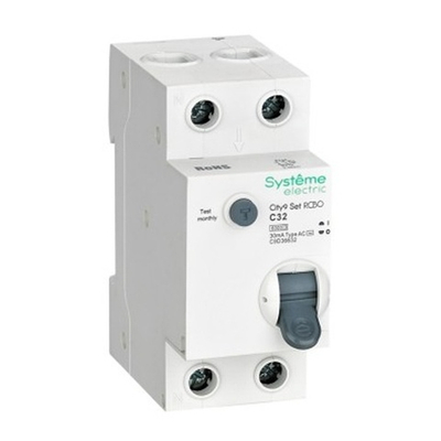 Дифференциальный автомат City9 Set электронный C32А 30мА тип АС 2П 6кА Systeme Electric (дифавтомат, АВДТ) C9D36632