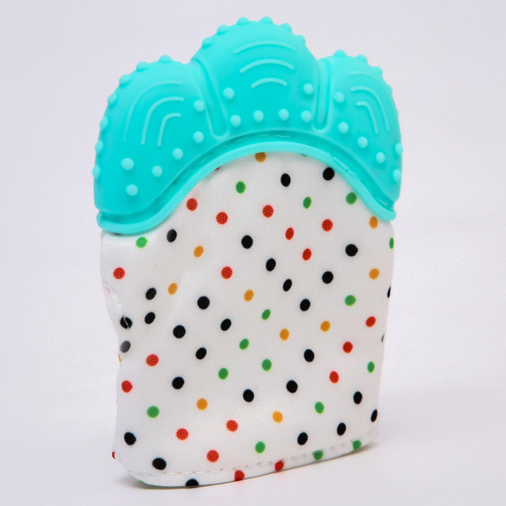 6537262 Прорезыватель рукавичка «Малыш», на липучке, цвет бирюзовый