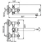 Смеситель для ванны, Frap, с кран-буксой, хром, F22732-B