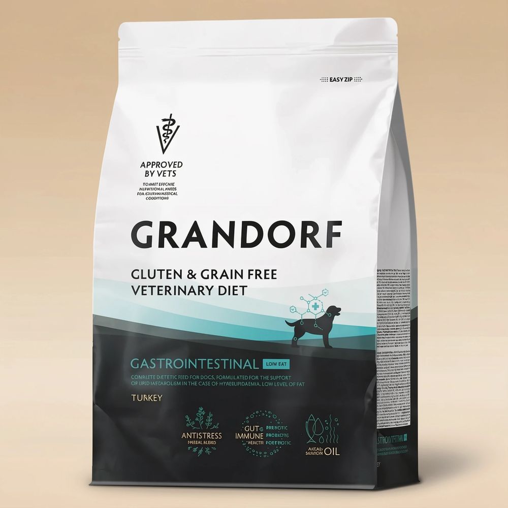 Сухой диетический корм Grandorf Veterinary Diet Dog Gastrointestinal Low Fat для собак, способствующий регуляции метаболизма липидов при гиперлипидемии