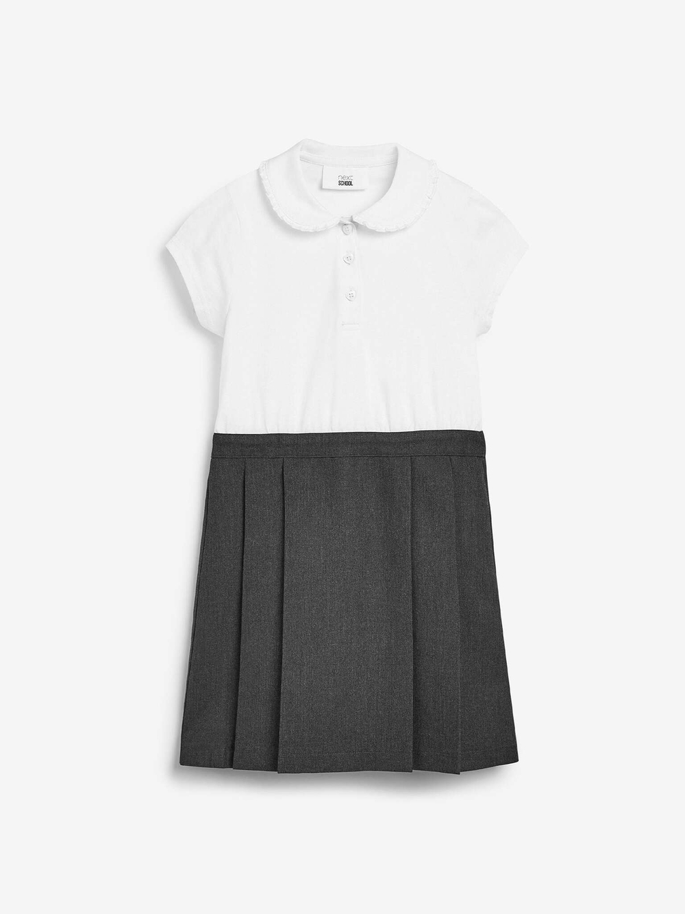 Платье школьное для девочки Next 489-230, Белый, Темно-серый
