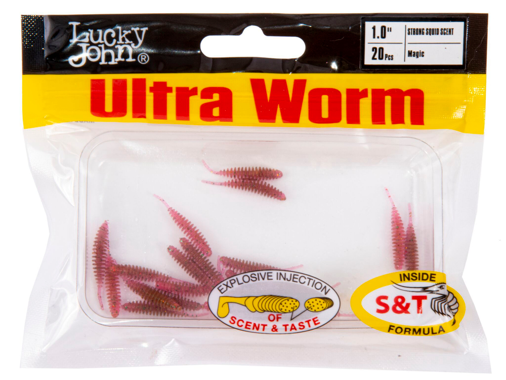 Слаги съедобные искусственные Lucky John ULTRAWORM 1 in (25 мм), цвет S14, 20шт.