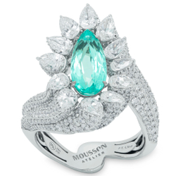 Кольцо с Турмалином Параиба и Бриллиантами, R0116-1/1