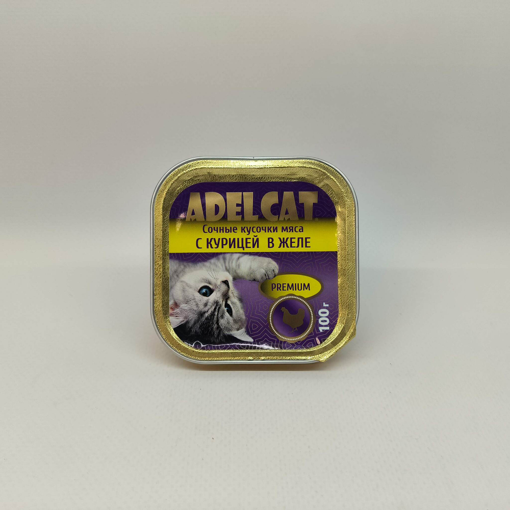 Мясо с курицей в желе, 100г консервы для кошек AdelCat