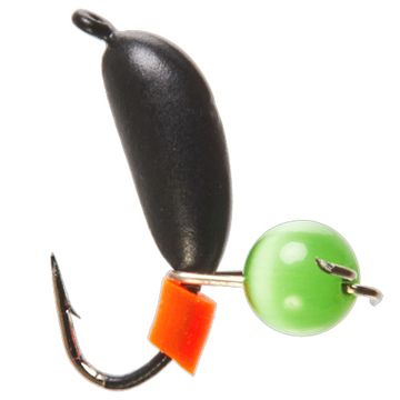 Мормышка вольфрамовая Lucky John БАНАН рижский с петелькой и бисером кошачий глаз 040/Green