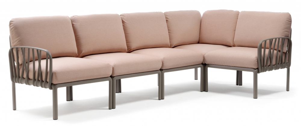 Диван пластиковый с подушками Nardi Komodo 5, тортора, розовый