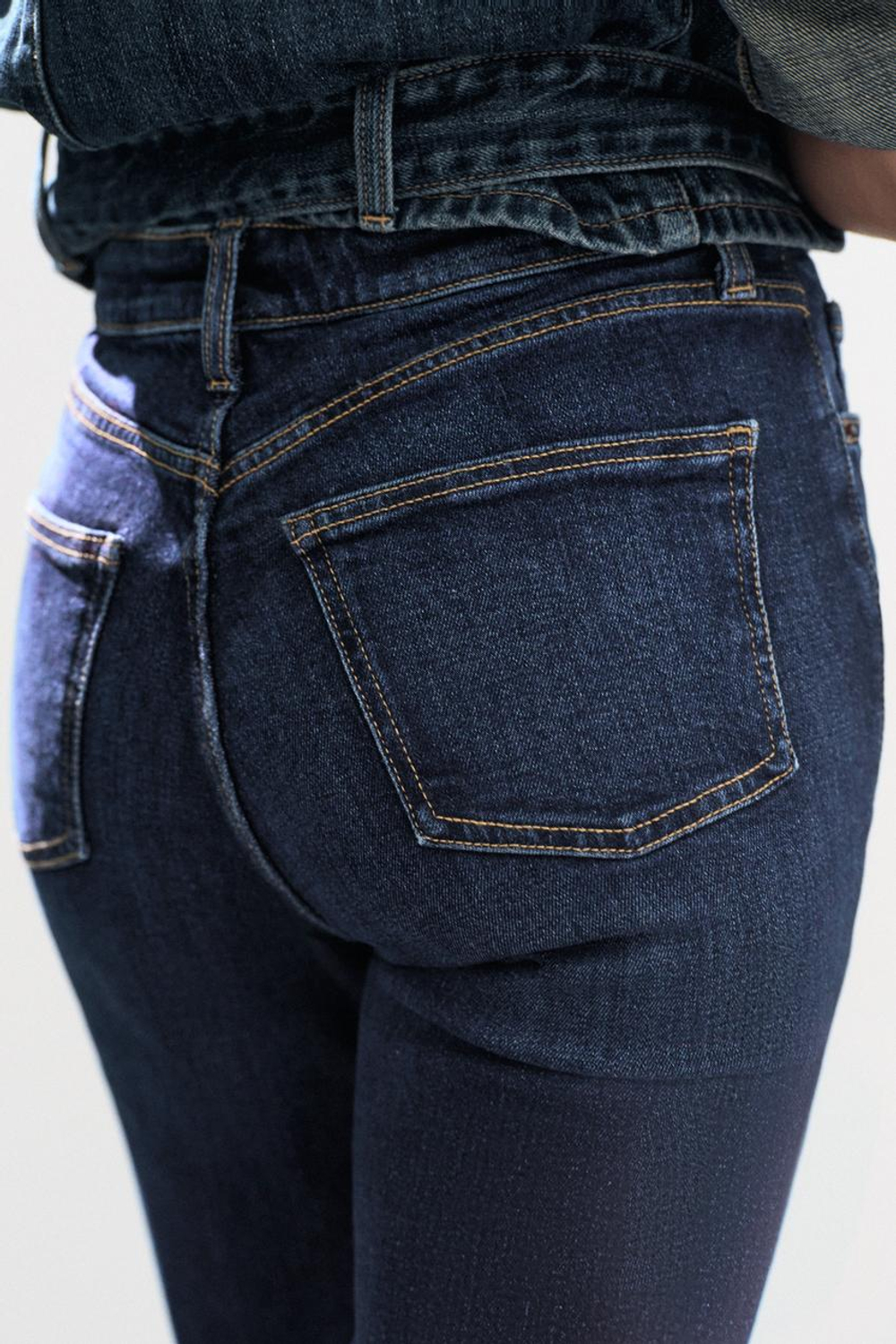 ZARA ДЖИНСЫ TRF CROPPED FLARE С ВЫСОКОЙ ПОСАДКОЙ, МОРСКОЙ СИНИЙ