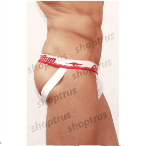 Мужские трусы джоки белые в сетку с красным поясом Aussiebum AB00319