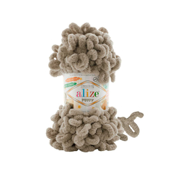 Пуффи (Puffy) пряжа Alize 100%микрополиэстер 5х100г/9,2 м 990 серо-бежевый