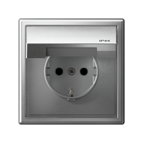 Розетка ArtGallery 16А IP44 с заземл. со шторками с крышкой быстрозажим. клем. механизм алюм. SE GAL440346S