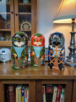 Матрешка "Котик Рыбак Рыжик" 5 мест