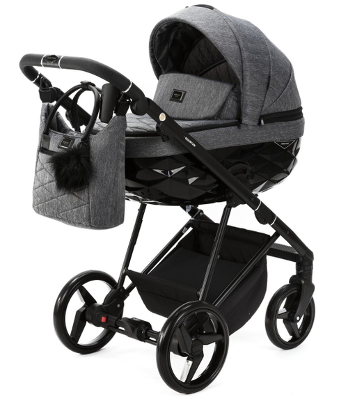 Детская коляска Adamex Quantum 2 в 1 Q-TK06 TIP (Т.СЕРЫЙ)