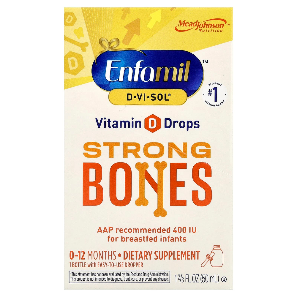 Enfamil, D-Vi-Sol®, витамин D в каплях, для крепких костей, для детей 0–12 месяцев, 50 мл (1,66 жидк. унции)
