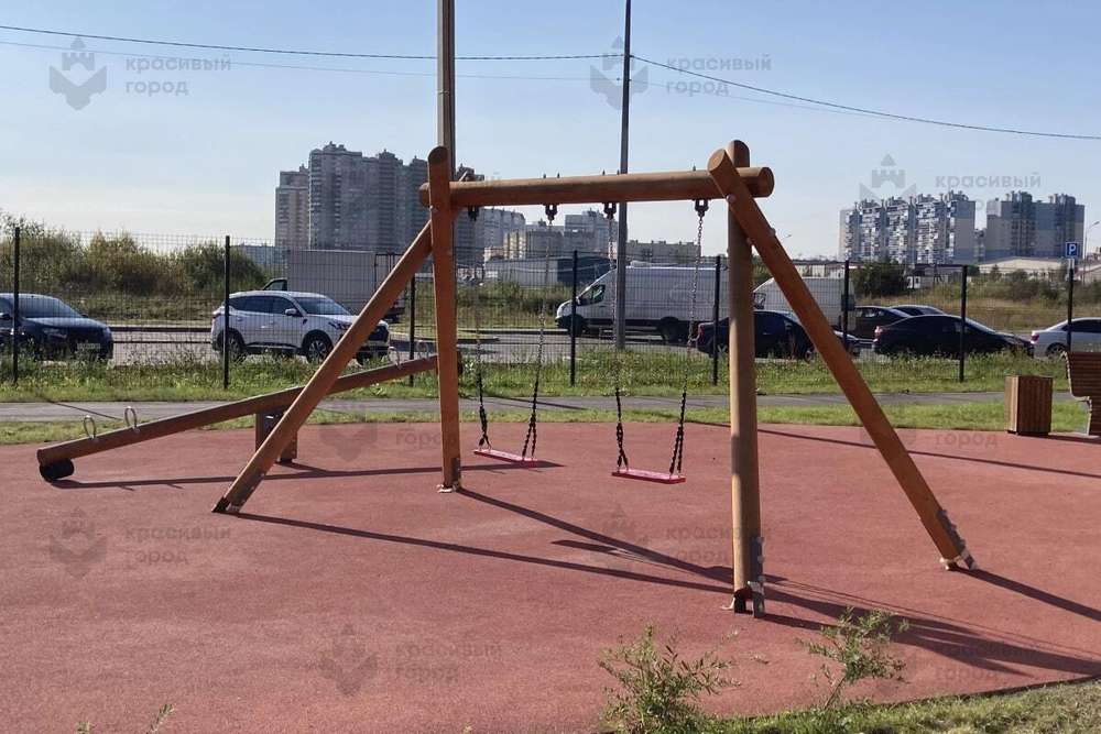 Качели на круглых столбах 2 подвеса