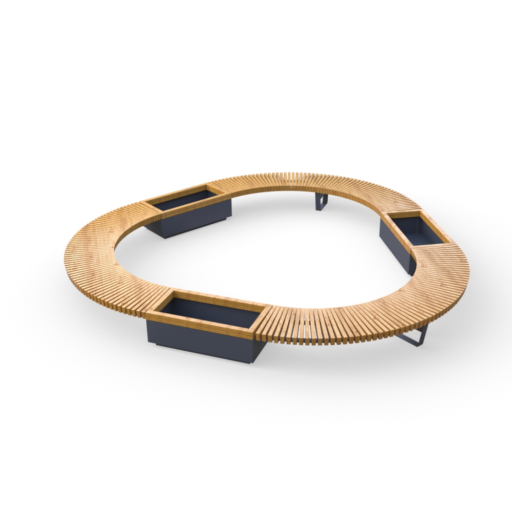 Лавка Rail Road 02 с 3-мя вазонами