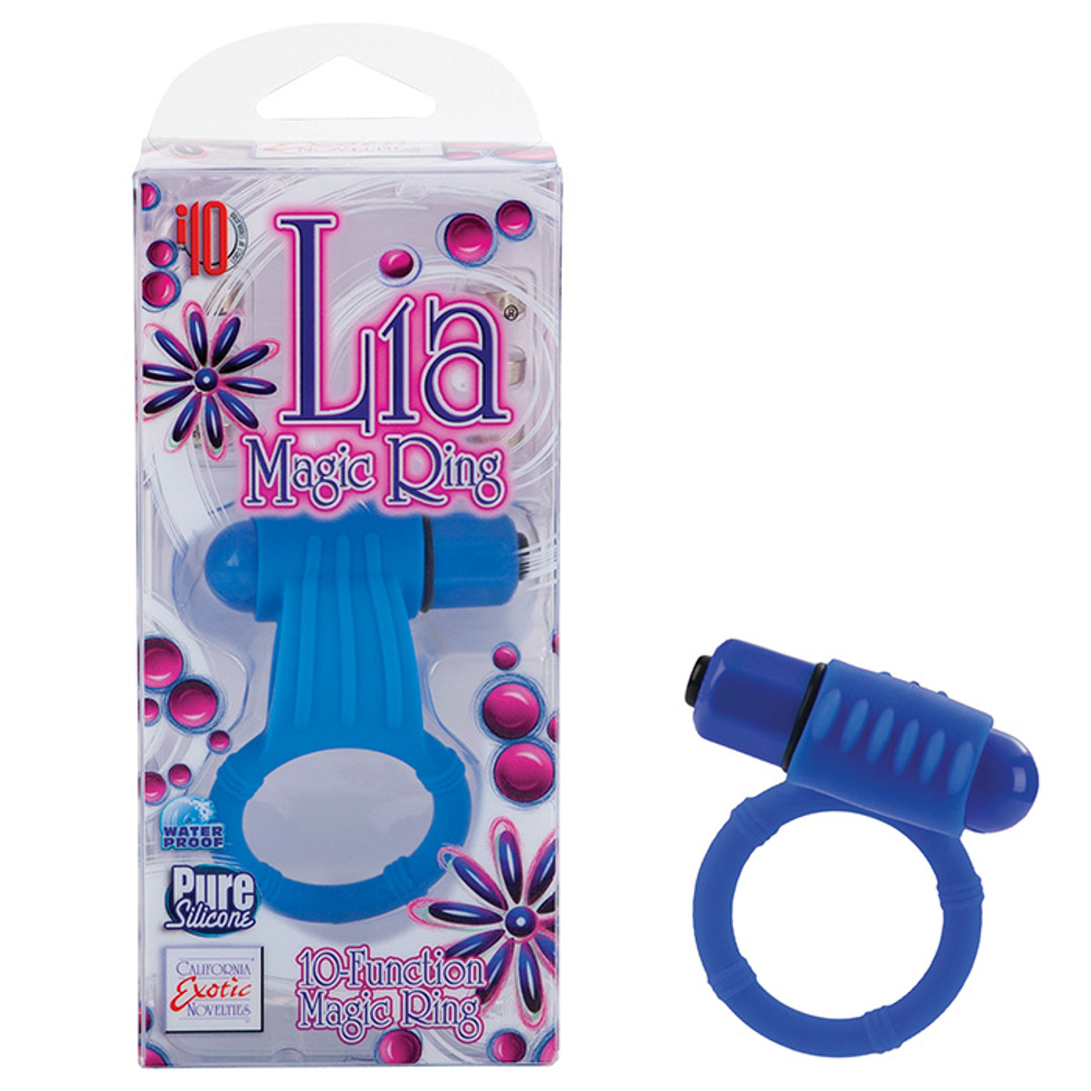 Голубое эрекционнное кольцо с двумя положениями вибростимулятора (Цвет: голубой)