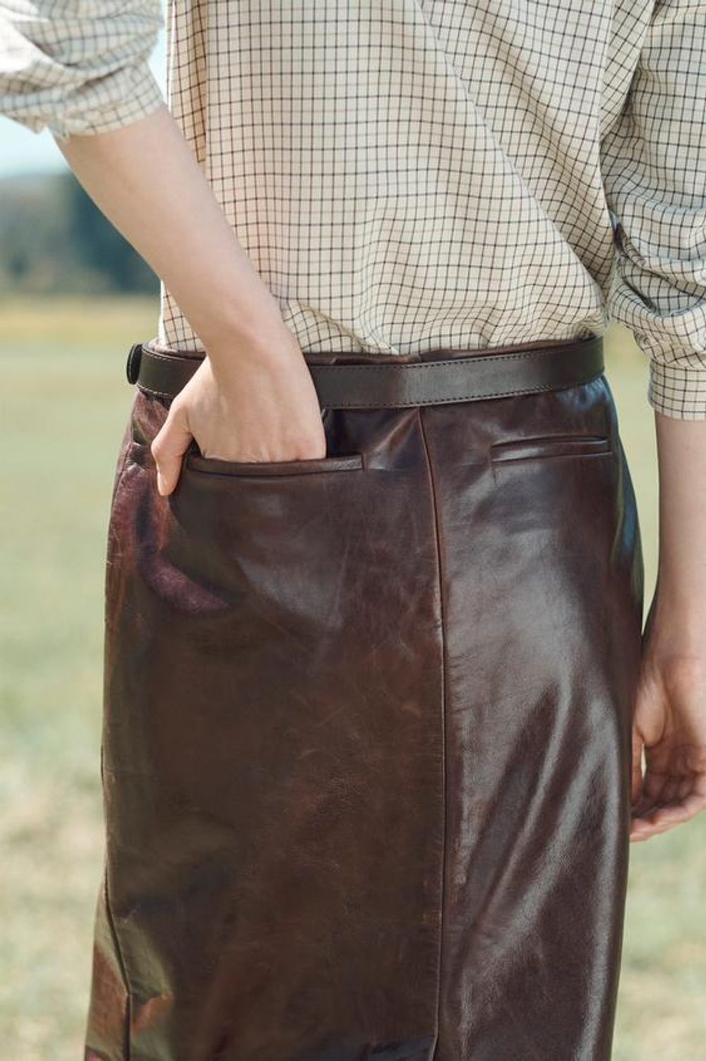 ZARA ЮБКА ПРЯМАЯ ИЗ 100% КОЖИ, БУРГУНДИ