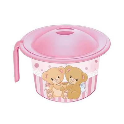 Горшок детский "Кроха" с крышкой и декором цвет в ассортименте