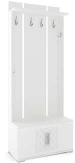 Прихожая с зеркалом комплект мебели Белый Поры Дерева/Белый Глянец, Тиффани, 200,1х51х205,6 см RINNER мебельная фабрика