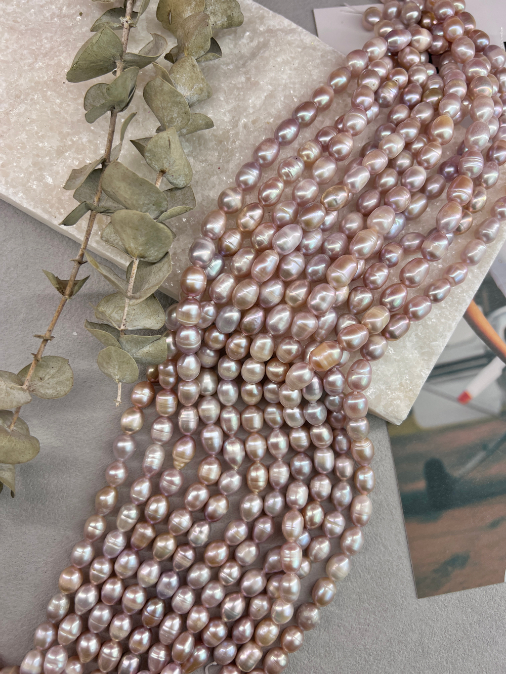 Натуральный барочный жемчуг 7-10 мм, розовый, нить 36 см