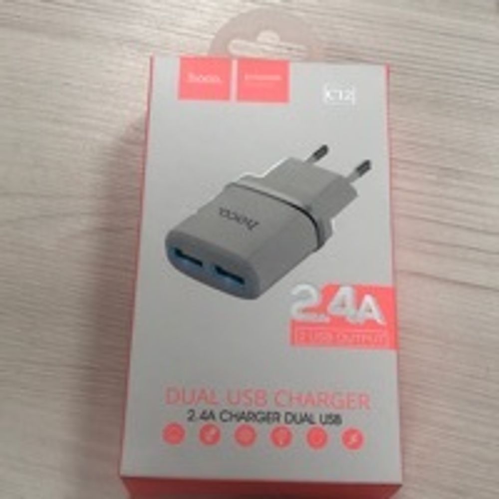 СЗУ USB Hoco C12 (12W, 2 порта) Белый