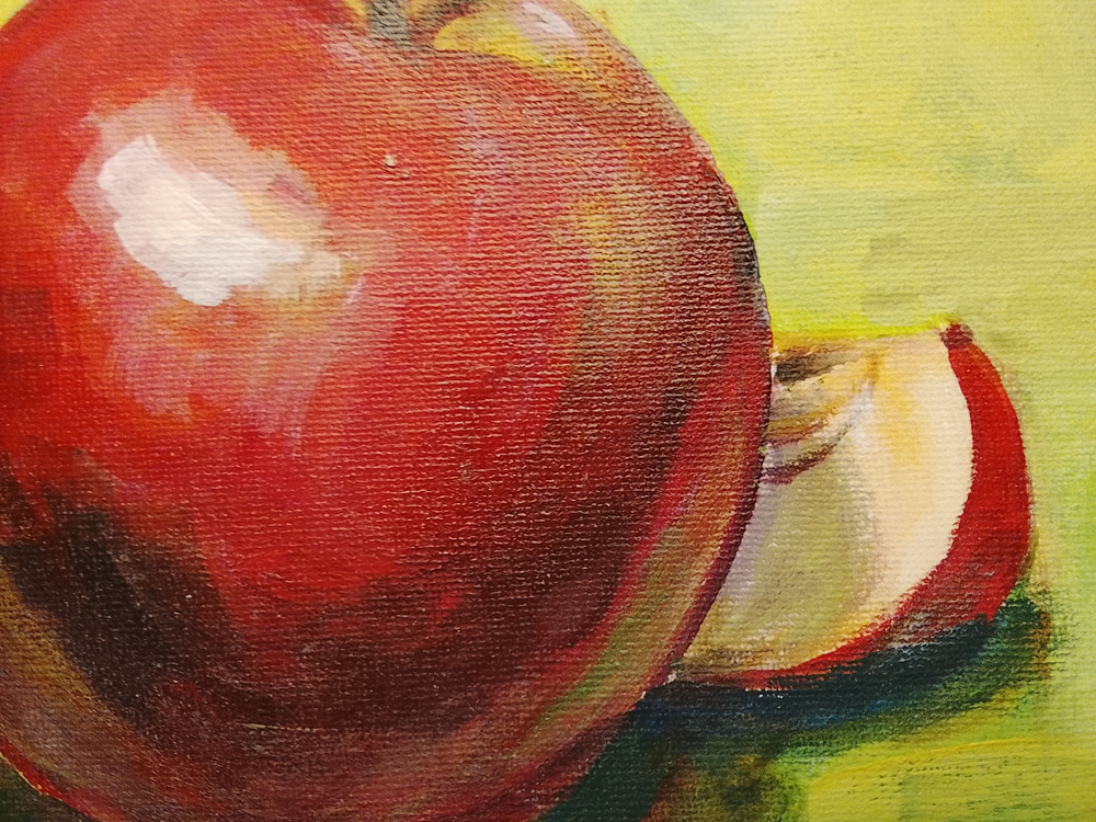 Картина "Айва", натюрморт. 30 см на 30 см. Акрил на картоне. Авторская живопись, оригинал.