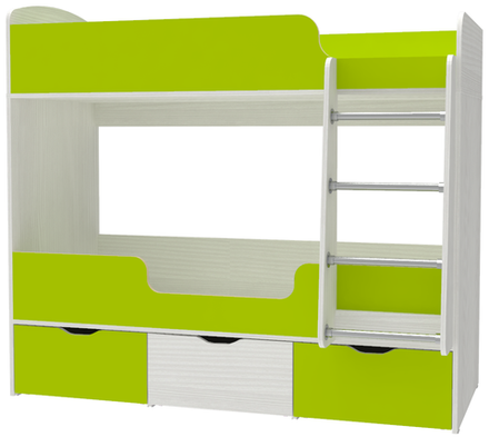 Кровать двухъярусная КарИВи Малыш Двойняшка Белое Дерево Лайм