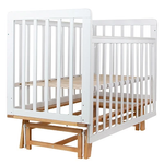 Кровать детская Indigo Style на ножках с легкосъемной стенкой, продольный маятник белый-натуральный