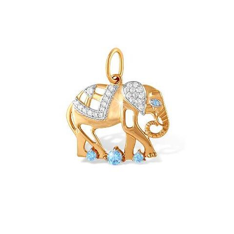 Подвеска Слон из золота с фианитами