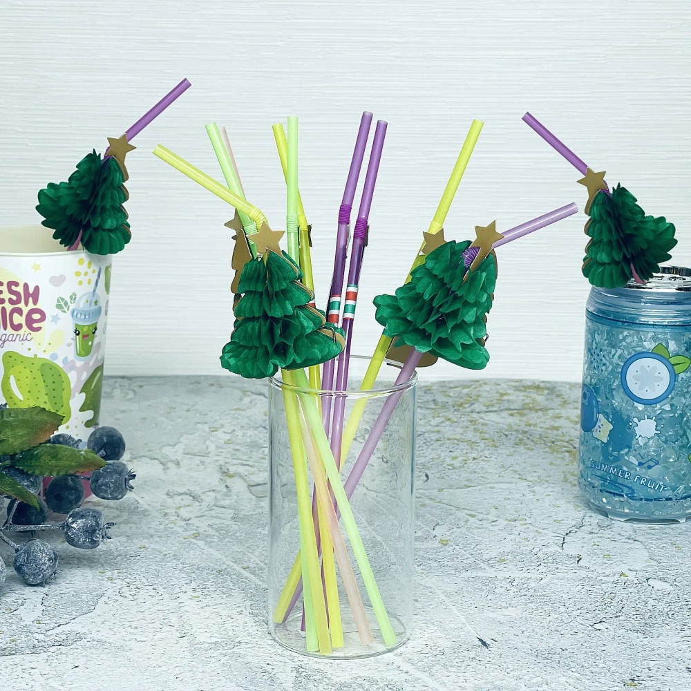 Трубочка для коктейля «Ёлочка», 24 см, d-5 мм (набор 10 шт), микс