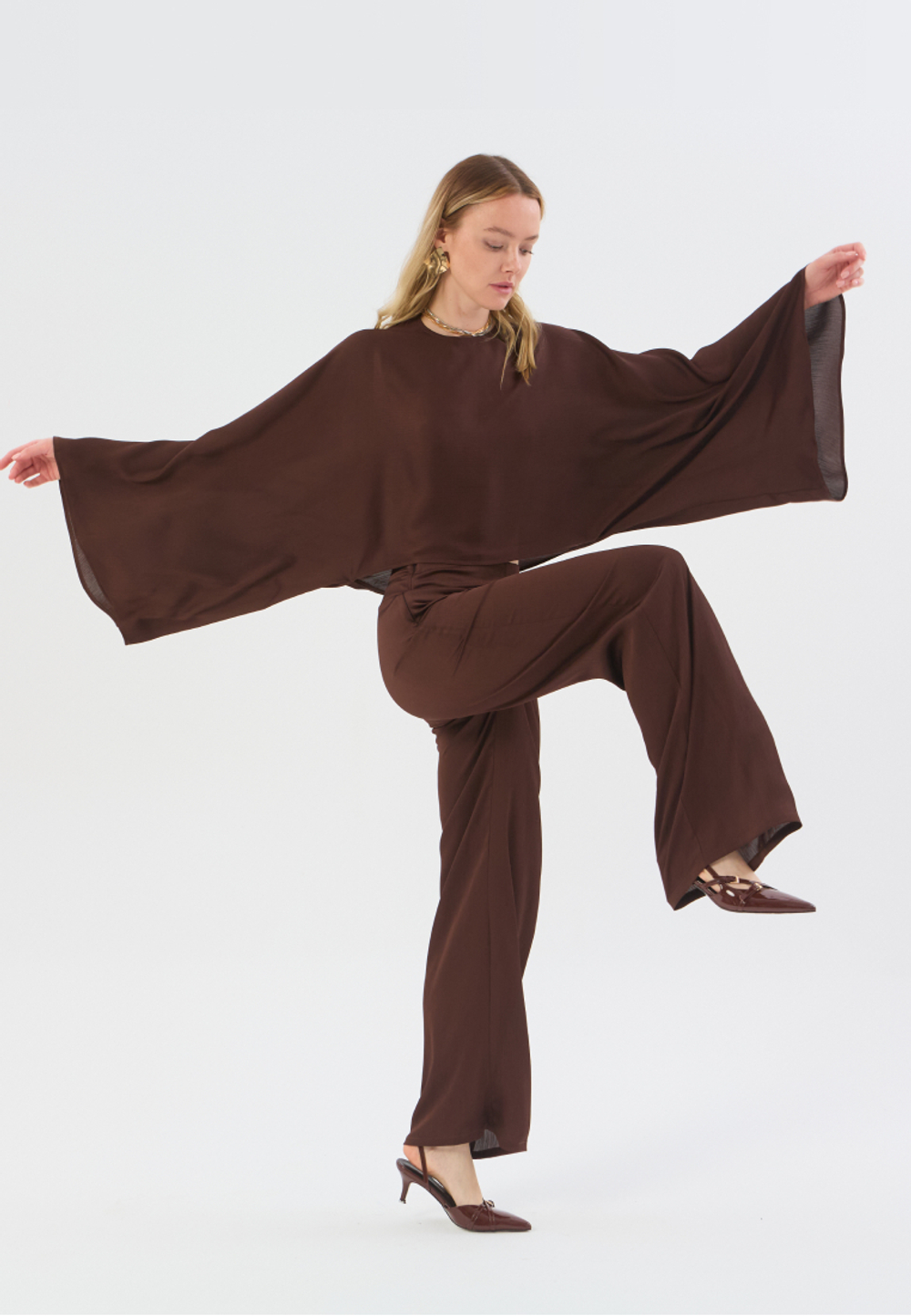 Блуза жатка летняя коричневая